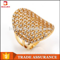 Guangzhou cheap costume jewelry gold plated real rings design noble multi zircon indian female brass rings